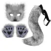 masque de queue de renard en fourrure pour femme, ensemble de gants, accessoires d'halloween, chien, anime, cosplay, login verine, fête en plein air, film, 303