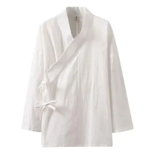 Chemise Kimono traditionnelle en coton et lin, manches longues, Streetwear japonais, chemises Vintage, grande taille, vêtements chinois 5XL 6XL, M-7XL
