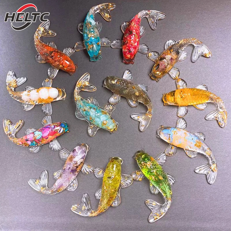 gravier en pierre de clip, figurine de poisson koi porte bonheur, mini statue de carpe de barrage à quartz en résine, décoration de maison, ornement de bureau, cadeau, 1 pièce gravier en pierre de clip, figurine de poisson koi porte bonheur, mini statue de carpe de barrage à quartz en résine, décoration de maison, ornement de bureau, cadeau, 1 pièce