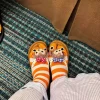 3 paires de chaussettes d'été à bout fendu, design amusant rayé d'anguille de jardin, style couple, style vacances en bord de mer