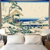 monte fuji, tapisserie japonaise avec impression artistique, la grande vague de kanagawa, décoration murale suspendue, tapisserie japonaise pour la maison