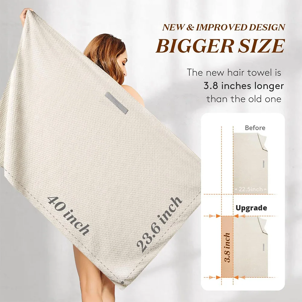 serviette pour cheveux en microfibre, enveloppe extra large, séchage rapide, avec bande élastique, serviette pour cheveux douce ultra absorbante, turban enveloppant serviette pour cheveux en microfibre, enveloppe extra large, séchage rapide, avec bande élastique, serviette pour cheveux douce ultra absorbante, turban enveloppant
