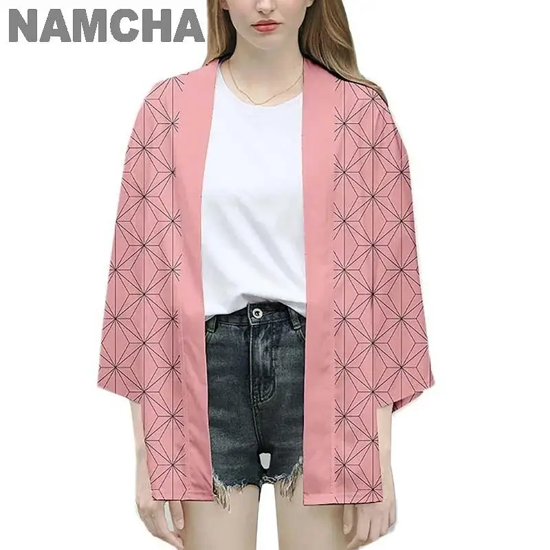 cardigan kimono cosplay kamado tanjirou pour hommes et femmes, manteau haori japonais, kamade zezeko, veste de plage pour jeu de rôle animé cardigan kimono cosplay kamado tanjirou pour hommes et femmes, manteau haori japonais, kamade zezeko, veste de plage pour jeu de rôle animé