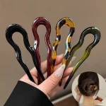 Pince à cheveux torsadée française, épingle à cheveux ondulée en plastique en forme de U, Vintage tortue verte pour femmes, accessoires de couvre-chef Pince à cheveux torsadée française, épingle à cheveux ondulée en plastique en forme de U, Vintage tortue verte pour femmes, accessoires de couvre-chef