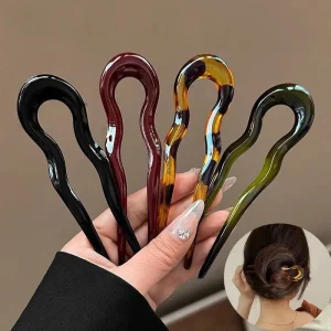 Pince à cheveux torsadée française, épingle à cheveux ondulée en plastique en forme de U, Vintage tortue verte pour femmes, accessoires de couvre-chef