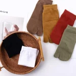 Chaussettes respirantes en coton japonais unisexe pour hommes, chaussettes à deux orteils fendues Tabi, tongs, bonneterie