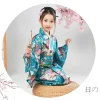 robe yukata imprimée de fleurs de cerisier vibrantes, ensembles de kimono japonais pour filles, spectacles scolaires de cosplay traditionnels pour les élèves du primaire