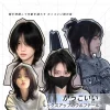 perruque courte noire cos anime japonais cosplay perruque 38 cm cool sissy bandeau perruques punk haute qualité perruques synthétiques