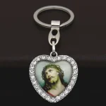 Porte-clés de voiture en biscuits pour hommes et femmes, porte-clés Saint Notre-Dame, coeur Jésus, bijoux catholiques, cadeau de prière du christianisme Porte-clés de voiture en biscuits pour hommes et femmes, porte-clés Saint Notre-Dame, coeur Jésus, bijoux catholiques, cadeau de prière du christianisme
