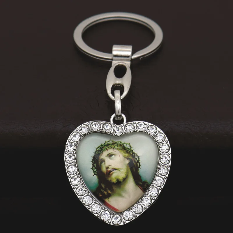 Porte-clés de voiture en biscuits pour hommes et femmes, porte-clés Saint Notre-Dame, coeur Jésus, bijoux catholiques, cadeau de prière du christianisme Porte-clés de voiture en biscuits pour hommes et femmes, porte-clés Saint Notre-Dame, coeur Jésus, bijoux catholiques, cadeau de prière du christianisme