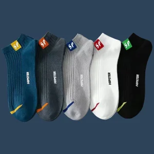 5 paires de chaussettes pour hommes, ensemble de chaussettes courtes en coton, coupe basse, respirantes, douces, confortables, décontractées, pour un usage quotidien d&rsquo;été