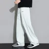 pantalon japonais en soie glacée pour hommes, nouvelle marque de mode fine, jambes larges, sport, ample, droit, décontracté, été
