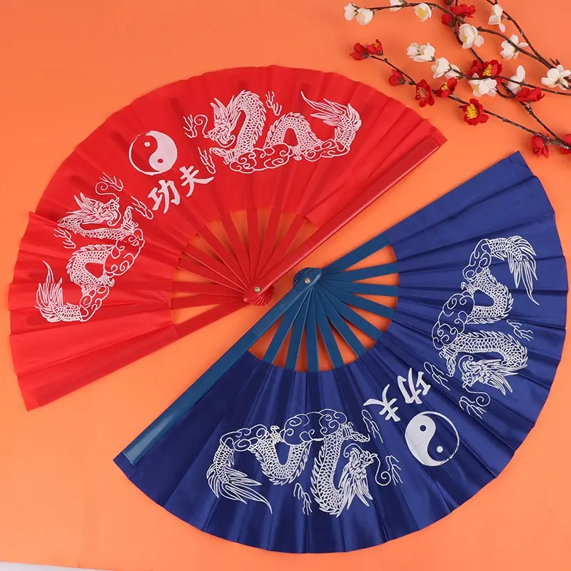 Éventail pliant en plastique dragon kung fu chinois et japonais, grande main d'environ 34x63cm, 1 pièce Éventail pliant en plastique dragon kung fu chinois et japonais, grande main d'environ 34x63cm, 1 pièce