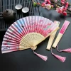 Éventail à main pliable de 7 pouces pour femme, style cheongsam japonais, vintage, en bambou