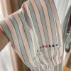 bas de sommeil à rayures pour femmes, vêtements de nuit décontractés pour la maison, vêtements de nuit respirants, pleine longueur, fjall match simple ulzzang mujer, été