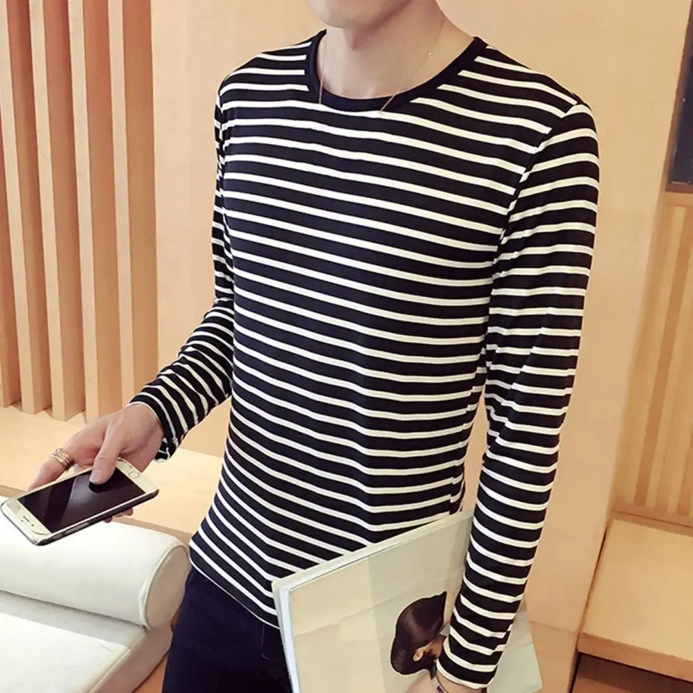 pull rayé à manches longues pour hommes, chemise de base décontractée harajuku, maillot de corps en y, noir carillon, blanc pull rayé à manches longues pour hommes, chemise de base décontractée harajuku, maillot de corps en y, noir carillon, blanc