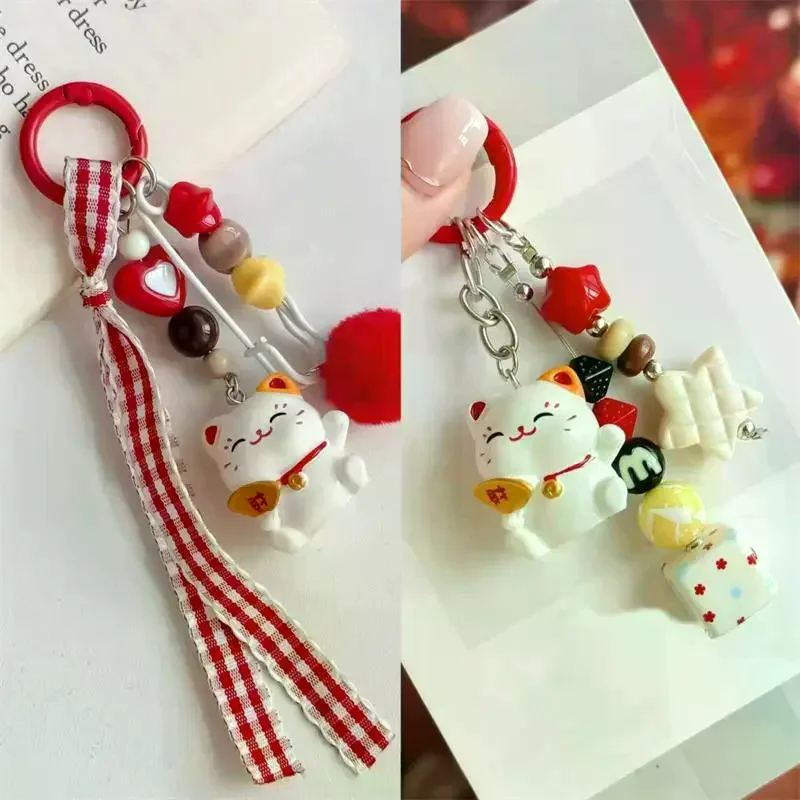 Porte-clés en forme de boule de fourrure rouge, chat porte-bonheur, mignon et amusant, pendentif, chaîne de téléphone, sac, ornement suspendu, sac à dos, breloques, accessoire cadeau Porte-clés en forme de boule de fourrure rouge, chat porte-bonheur, mignon et amusant, pendentif, chaîne de téléphone, sac, ornement suspendu, sac à dos, breloques, accessoire cadeau