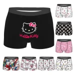 Hello Kitty-Boxer mignon pour hommes, sous-vêtements ultra doux, culotte fantaisie imprimée