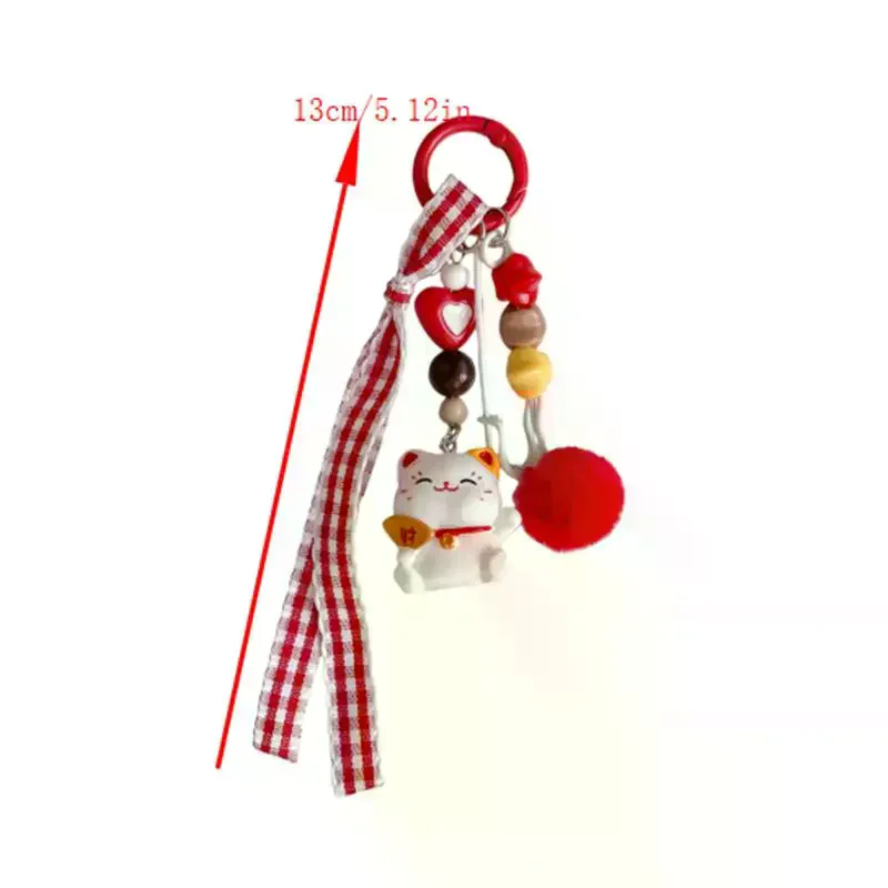 porte clés en forme de boule de fourrure rouge, chat porte bonheur, mignon et amusant, pendentif, chaîne de téléphone, sac, ornement suspendu, sac à dos, breloques, accessoire cadeau porte clés en forme de boule de fourrure rouge, chat porte bonheur, mignon et amusant, pendentif, chaîne de téléphone, sac, ornement suspendu, sac à dos, breloques, accessoire cadeau