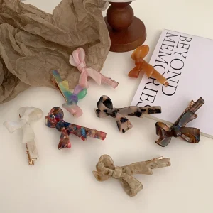 Épingle à cheveux avec nœud en acide acétique marbré de 2023CM, accessoires pour cheveux, jolie fille, frange, Clip de bord, nouvelle collection 6.5
