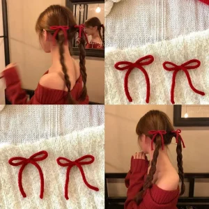 Pince à Cheveux avec Nministériels d Papillon pour Femme et Fille, Accessoire de Coiffure, Style Coréen, Doux, Rouge, W6e2 Pince à Cheveux avec Nministériels d Papillon pour Femme et Fille, Accessoire de Coiffure, Style Coréen, Doux, Rouge, W6e2