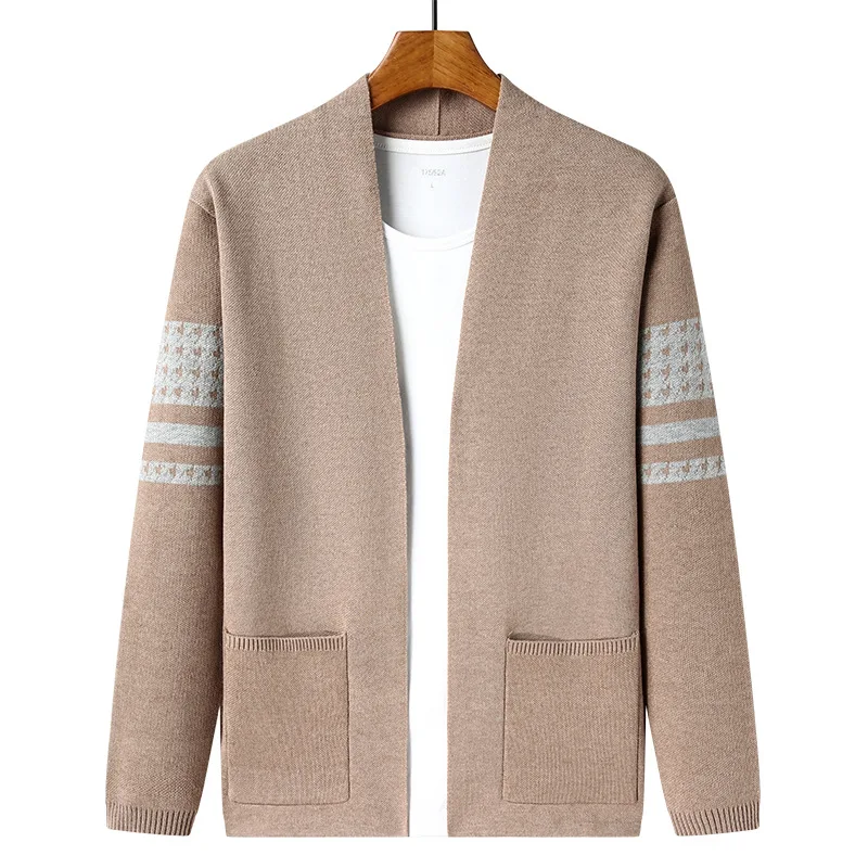 cardigan tricoté pour hommes, ample, décontracté, polyvalent, mode papa d'âge moyen, pull simple, manteau, printemps automne cardigan tricoté pour hommes, ample, décontracté, polyvalent, mode papa d'âge moyen, pull simple, manteau, printemps automne