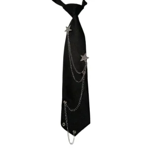 Japonais punk tie étudiant uniforme vintage étoile chaîne pré-attachée pour femmes Japonais punk tie étudiant uniforme vintage étoile chaîne pré-attachée pour femmes