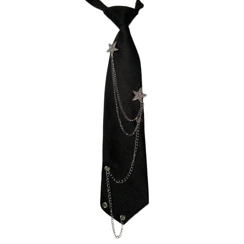 Japonais punk tie étudiant uniforme vintage étoile chaîne pré-attachée pour femmes Japonais punk tie étudiant uniforme vintage étoile chaîne pré-attachée pour femmes