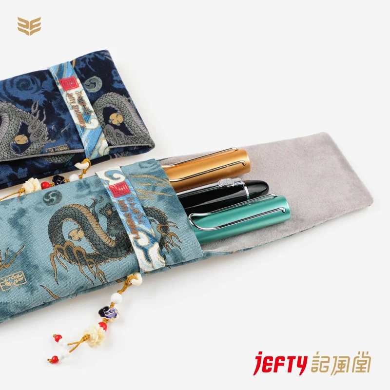 poudres à stylo unique style japonais, étui de protection en acier à bouton brodé rétro poudres à stylo unique style japonais, étui de protection en acier à bouton brodé rétro