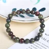 jd – bracelet élastique en pierre de sang de dragon naturel, pour femmes et hommes, breloque, perles de jaspe de dinosaure, porte bonheur, bijoux chakra, cadeau spécial