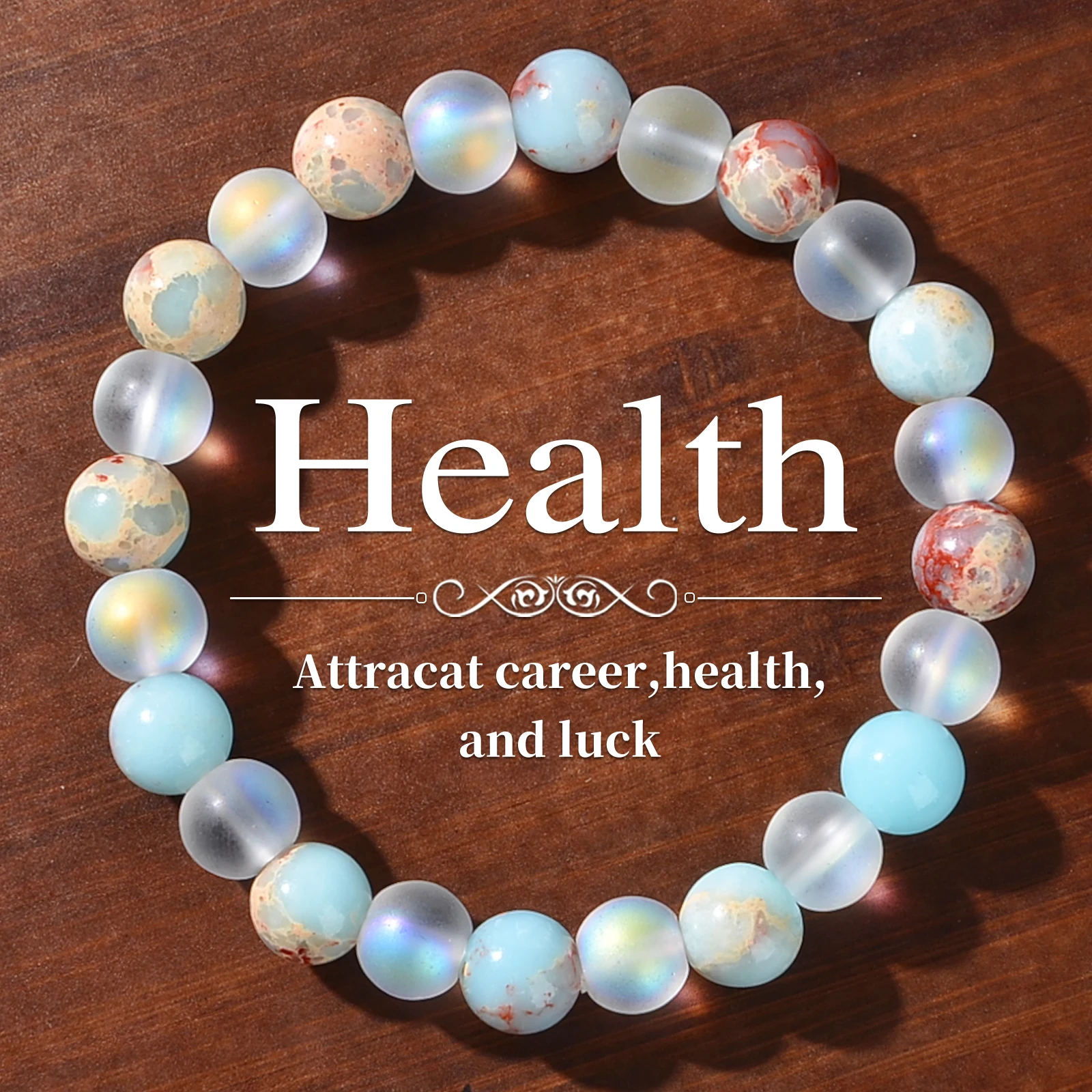 Bracelet de perles Aura Quartz et sédiments océaniques, 1 pièce, unisexe, bijoux en cristal homopathique, apporte l’abondance, la prospérité Bracelet de perles Aura Quartz et sédiments océaniques, 1 pièce, unisexe, bijoux en cristal homopathique, apporte l’abondance, la prospérité