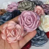 tête de fleur artificielle en tissu rose satin fait à la main, 5cm, 10 pièces/lot, pour décoration de robe de mariée, accessoires pour cheveux, bricolage