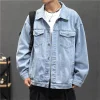 veste en jean rétro pour homme, manteau de moto basique, streetwear, bomber, veste de cowboy, manteaux décontractés