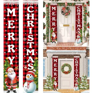 Joyeux noël porte bannière décoration 2025 décor de noël pour la maison noël suspendus ornements Navidad Noel cadeaux nouvel an 2026