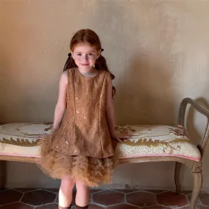 Robe à bretelles en dentelle pour filles, couleur unie, Style à la mode, sans manches, bouffante, vêtements pour enfants, nouvelle collection printemps et été 2025