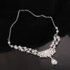 collier de perles de luxe en strass, élégant, double couche, accessoire de bijoux de cou scintillant, chaîne de clavicule en perles