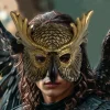 Masque de tête Design réaliste Masque de hibou Matériau PP Masque d&rsquo;oiseau Masque complet Style effrayant Masque de bal Masque de costume d&rsquo;Halloween Mardi Gras