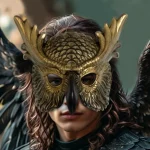 Masque de tête Design réaliste Masque de hibou Matériau PP Masque d&rsquo;oiseau Masque complet Style effrayant Masque de bal Masque de costume d&rsquo;Halloween Mardi Gras