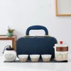 service à thé de voyage en céramique avec boîte de protection avec boîte, coffret cadeau de thé portable en porcelaine de style chinois, service à thé