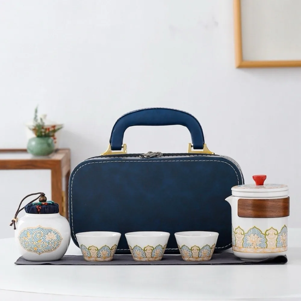 service à thé de voyage en céramique avec boîte de protection avec boîte, coffret cadeau de thé portable en porcelaine de style chinois, service à thé service à thé de voyage en céramique avec boîte de protection avec boîte, coffret cadeau de thé portable en porcelaine de style chinois, service à thé