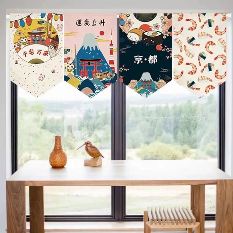 rideau de porte triangulaire noren japonais, porte courte, fanion de cuisine, porte de séparation, porche dominant, bannière de confrontation, décor personnalisé rideau de porte triangulaire noren japonais, porte courte, fanion de cuisine, porte de séparation, porche dominant, bannière de confrontation, décor personnalisé
