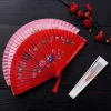 Éventail pliant en bois espagnol, 1 pièce, pour danse, impression, éventail pliant à main, décoration de maison, ornements artisanaux, fans portables, cadeaux pour invités