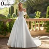 Osquernovia Robe De mariée moderne en Satin épaules dénudées Appliques bouton chérie Robe De soirée De Mariage personnalisé Osquernovia Robe De mariée moderne en Satin épaules dénudées Appliques bouton chérie Robe De soirée De Mariage personnalisé