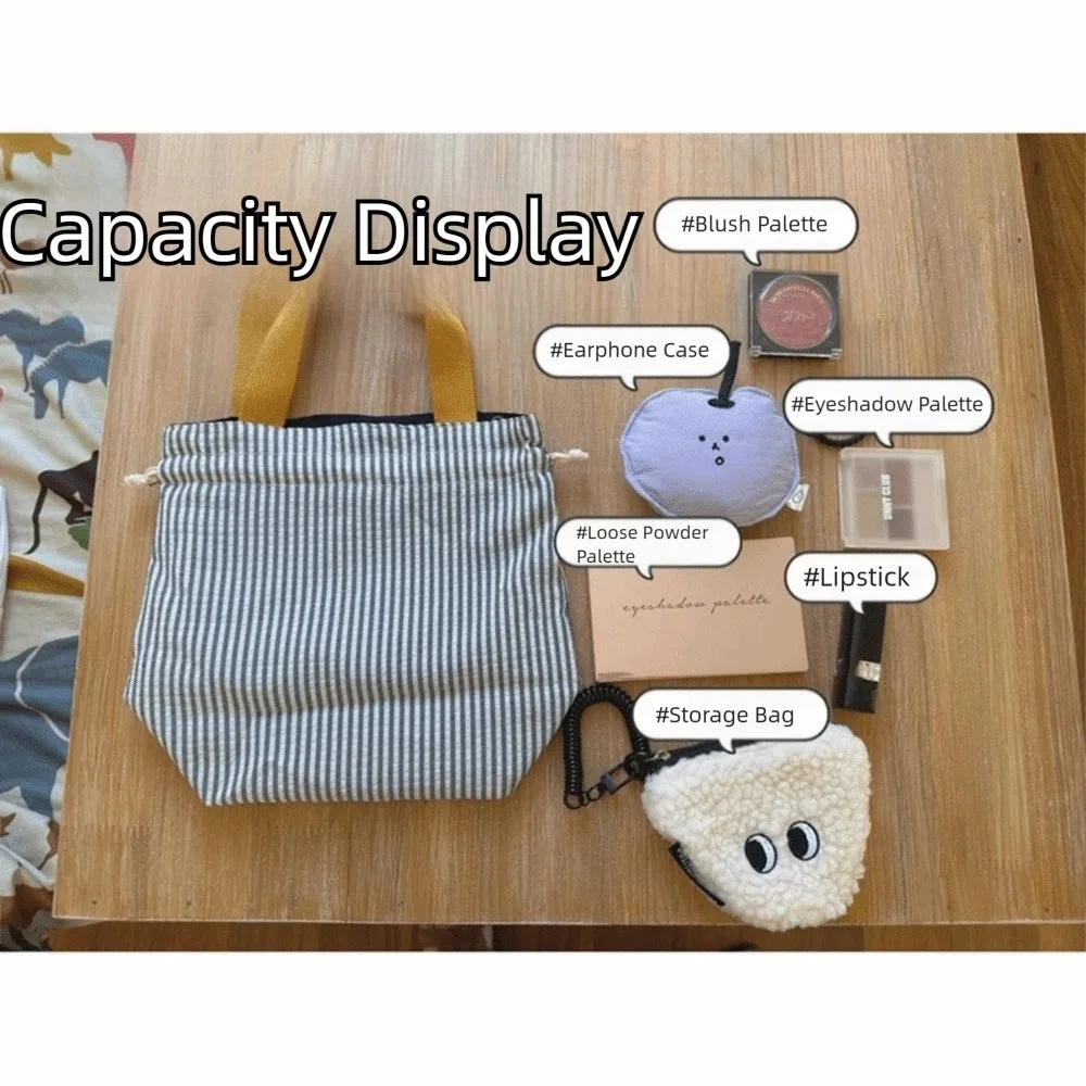 sac de rangement à cordon de serrage à poignée supérieure, pochette de rangement portable et réutilisable pour cosmétiques, rayures, porte monnaie pratique, petits articles sac de rangement à cordon de serrage à poignée supérieure, pochette de rangement portable et réutilisable pour cosmétiques, rayures, porte monnaie pratique, petits articles