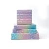 ensemble de rouleaux de papier d'emballage holographique, emballage cadeau en feuille arc en ciel brillant irisé avec points, confettis et lettrage joyeux anniversaire