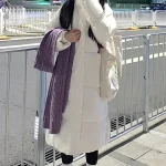 Manteau coréen en coton pour femme, veste d&rsquo;hiver longue et décontractée, Style pain, vêtements d&rsquo;extérieur, longueur aux genoux, pardessus coupe ample et confortable