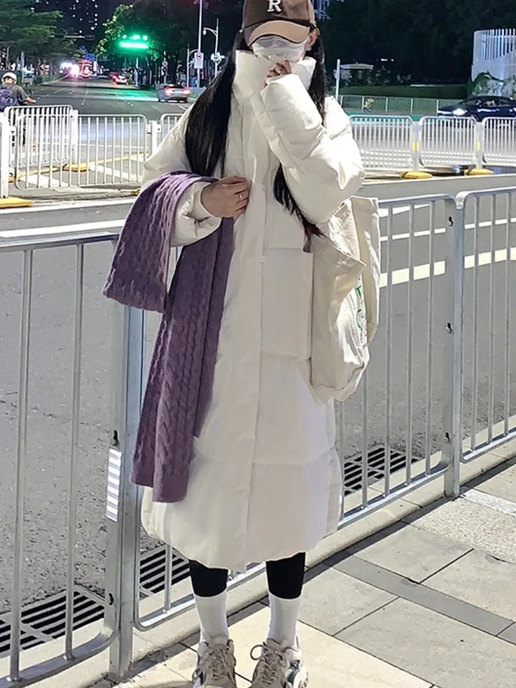 Manteau coréen en coton pour femme, veste d’hiver longue et décontractée, Style pain, vêtements d’extérieur, longueur aux genoux, pardessus coupe ample et confortable Manteau coréen en coton pour femme, veste d’hiver longue et décontractée, Style pain, vêtements d’extérieur, longueur aux genoux, pardessus coupe ample et confortable