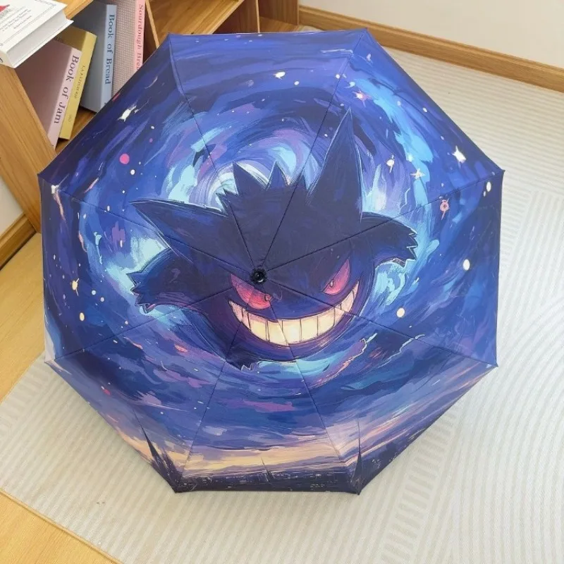 Pikachu Gengar parapluie pliable Protection UV Anime dessin animé parasols portables coupe-vent grand manuel parapluies automatiques Pikachu Gengar parapluie pliable Protection UV Anime dessin animé parasols portables coupe-vent grand manuel parapluies automatiques