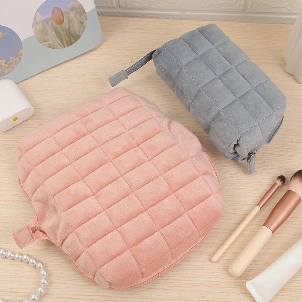 sacs cosmétiques japonais en coton matelassé pour femmes, poudres de maquillage, forme d'oreiller, sac de rangement souple, multifonction, trousse de toilette de voyage en fourrure sacs cosmétiques japonais en coton matelassé pour femmes, poudres de maquillage, forme d'oreiller, sac de rangement souple, multifonction, trousse de toilette de voyage en fourrure
