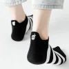5 paires de chaussettes mignonnes en coton pour femmes et filles, chaussettes basses amusantes brodées kawai, chaussettes à la cheville, cadeaux scolaires pour filles harajuku